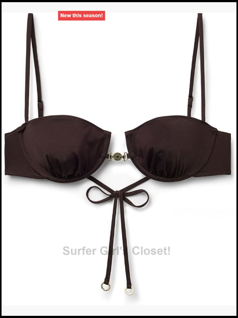 Minimal Balconette Swimsuit Top With Gold Detail Adjustable Straps